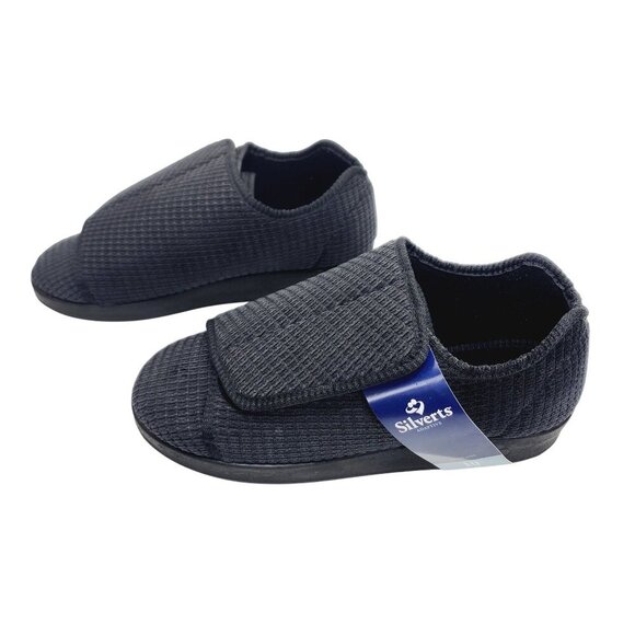 Silverts Adaptive Slippers Size 10 Diabetic Shoes Slip Resistant Men black - Picture 10 of 15